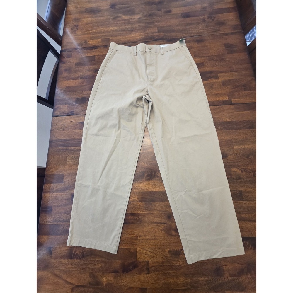 Gap Men's Beige Khaki Baggy Pants  Loose  Wide Leg 34×32 Stretchy New With Tag
